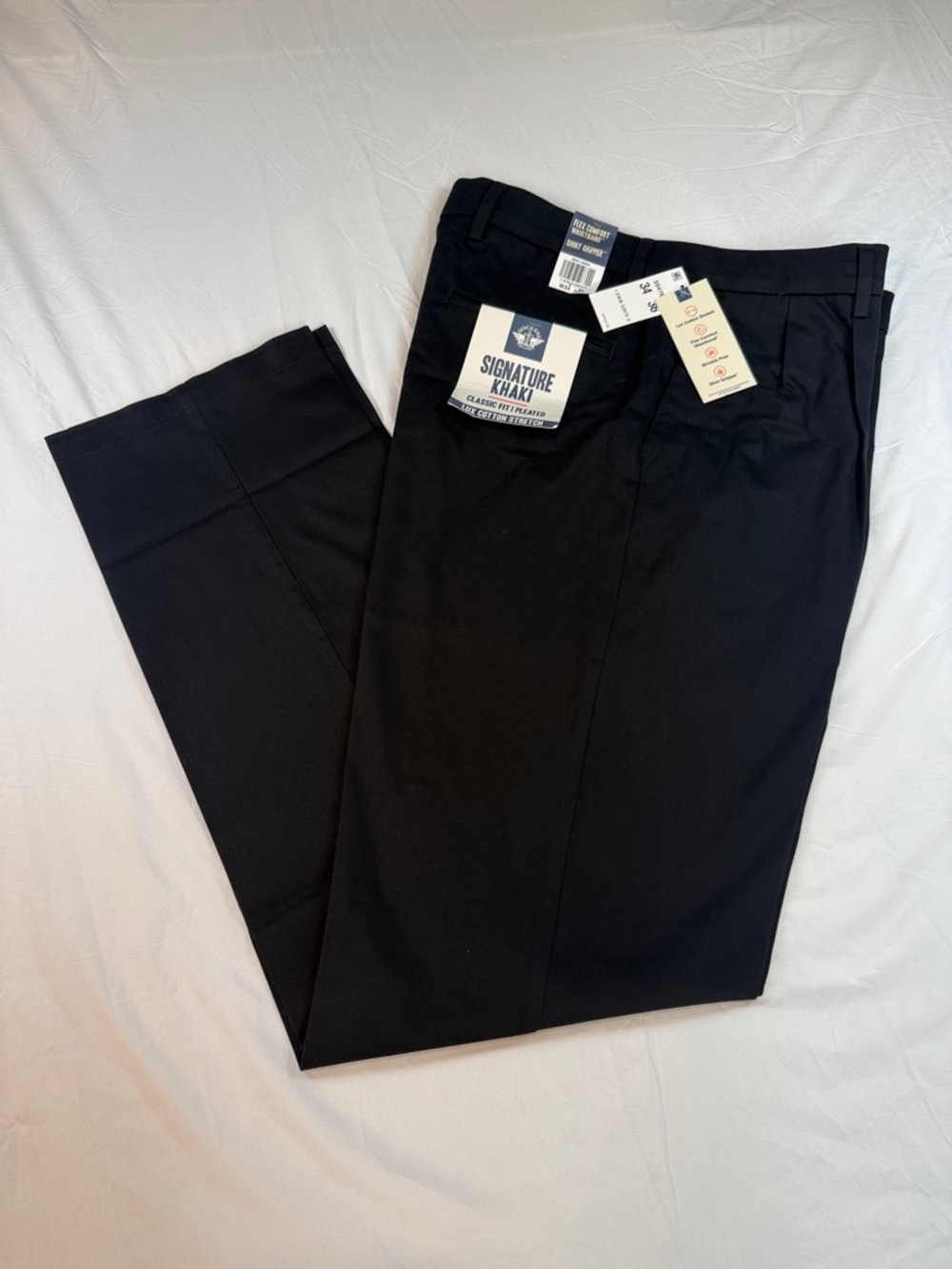 Dockers Signature Black Khaki Classic Fit Pleated Pants – Men’s 34x36 – NWT